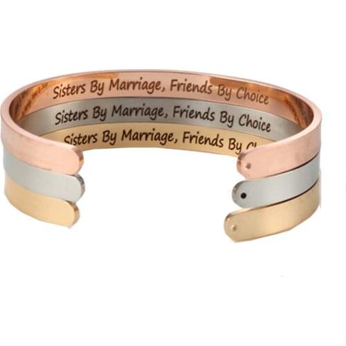 Engraved Inside Sisters By Marriage, Friends By Choice Bangle Stainless Steel Women 6mm Open Bracelets Jewelry 2019 Wholesale