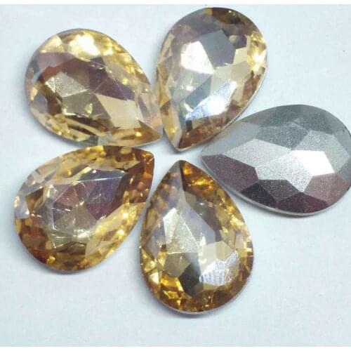 Champagne Drops Crystal Glass Sewing Rhinestones Pointback DIY Wedding Dress and Bag 6*8 7*10 10*14 13*18 18*25 20*30 4*6