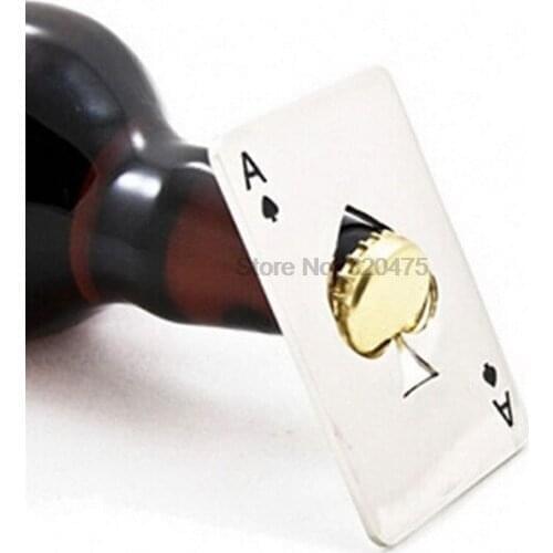 By dhl or ems 200pcs Stainless Steel Poker Playing Card of Spades Bar Tool Soda Beer Bottle Cap Opener Gift