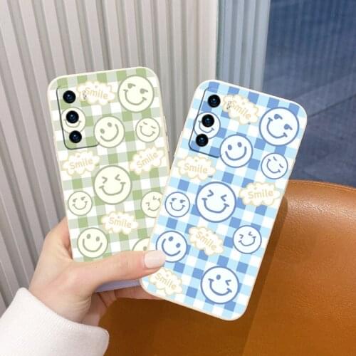 Purple Smiley For Huawei P40 P30 P20 Pro Liquid Slicone Soft Cover Mate 40 30 20 Pro Lite P Smart 2021 Y7A Shockproof Phone Case