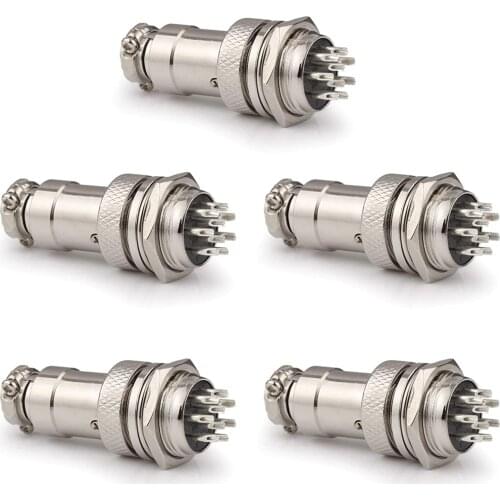 GX16 9 Pins Panel Metal Mount Circular Metal Aviation Connector Adapter Male Female Plug Socket (5 Pcs)