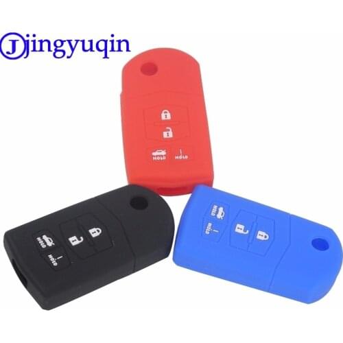 Jingyuqin 4 Buttons Car Silicone Remote Key Cover Case Fob For Mazda 2 3 5 6 8 Atenza CX5 CX-7 CX-9 MX-5 RX Keyrings Fold