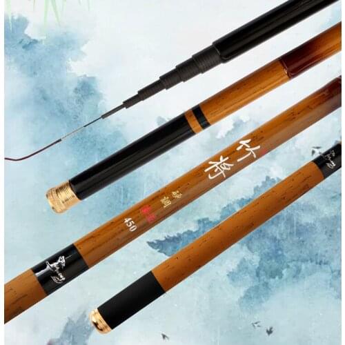 Carbon stream rod 3.6m/4.5m/5.4m/6.3m/7.2m short section 28 tune fishing rod light hard hand pole imitation bamboo Solid rod tip