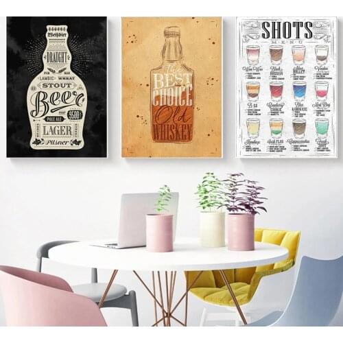 Food Kitchen Red Wine Coffee Juice Canvas Painting Posters Prints Wall Art Pictures Bar Cafe Restaurant Living Room Home Decor