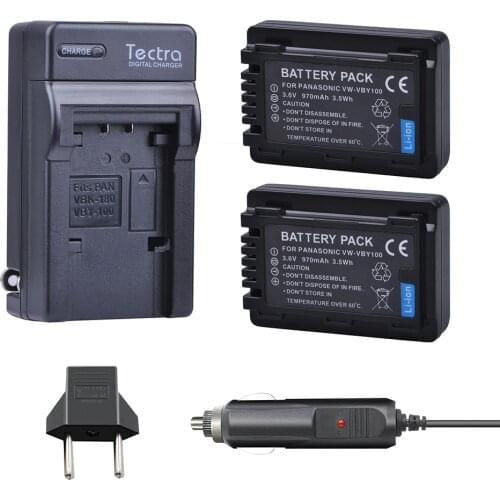 2PCS VW-VBY100 VBY100 Li-ion Camera Battery + Digital Charger for HC-V130 HC-V130K HC-V201 HC-V201K HC-V110 HC-V110K