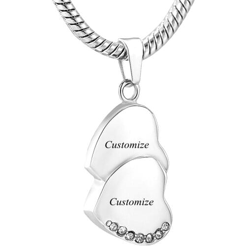 LKJ12447 Loving Heart Linked to Heart Design Loss of Love Memorial Urn Ashes Holder Keepsake Stainless Steel Cremation Pendant