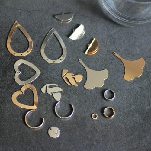 Copper DIY ear accessories accessories alloy geometry ginkgo leaf love drops Earrings material Bracelet pendants