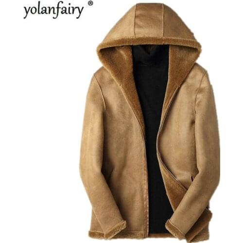 100%Wool Fur Coat Autumn Winter Jacket Men Real Sheep Shearling Fur Coat Double-side Wear Leather Jacket Veste F-YLQ-LM01 MY1793