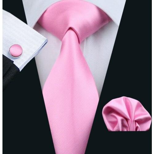 LS-401 Hot Selling Man`s Tie Solid Classic 100% Silk Gravata Tie Hanky Cufflink Set For Men Formal Wedding Party Free Postage