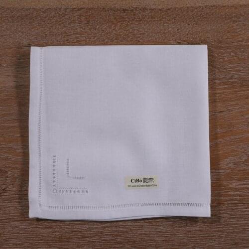 N025-18 : 12 Pieces White Beige Ramie Cotton Ladder Hemstitch Drawn Thread Work Table Dinner Napkins Napkins