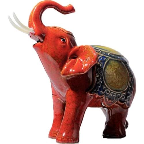 New Lucky Ceramic Elephant Home Decor Crafts Room Decoration Handicraft Ornament Porcelain Animal Figurines Wedding Decor AA