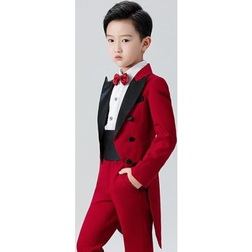 New Fashion High Quality Children Tuxedo Kids Suit Boys For Wedding Piano Host Performance Double Breasted Size 2T-12T Year