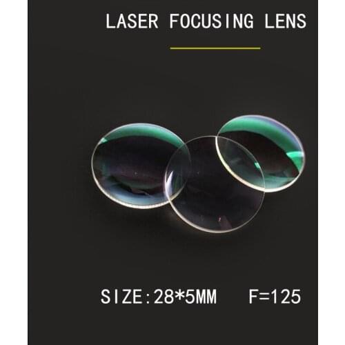 Weimeng lens optical 10 pcs 28*5mm F=125 focusing lenses JGS1 QUARTZ 1064nm Plano-convex for Laser Engraving Cutting Machine