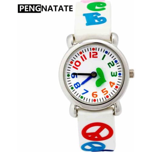 PENGNATATE Children Watches Girls Quartz Clock Fashion 3D Silicone Strap Cartoon Bracelet Wristwatch Kids Gifts Students Watch