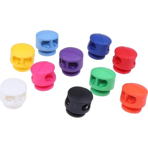 10pcs/lot Plastic Paracord Cord Lock Clamp 2 Hole Toggle Clip Stopper Shoelace Cord Buckles Bag Parts Accessories Multi Colors