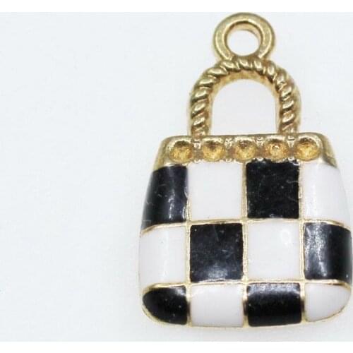 Clearance Sale 20pcs/lot Enamel Handbag Five Dangle Charms Lobster Clasp Charms Diy Bracelets Bangles Jewelry Accessory