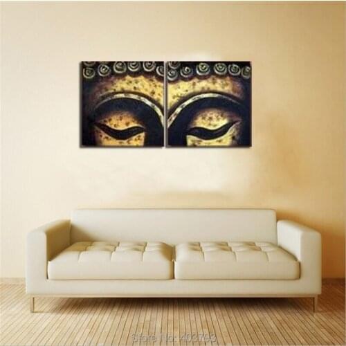 Canvas Print Hot Sale Vivid Buddha Oil Paintings 2-pieces Landscape Modern Art for Living Room Home and Wall Decoration