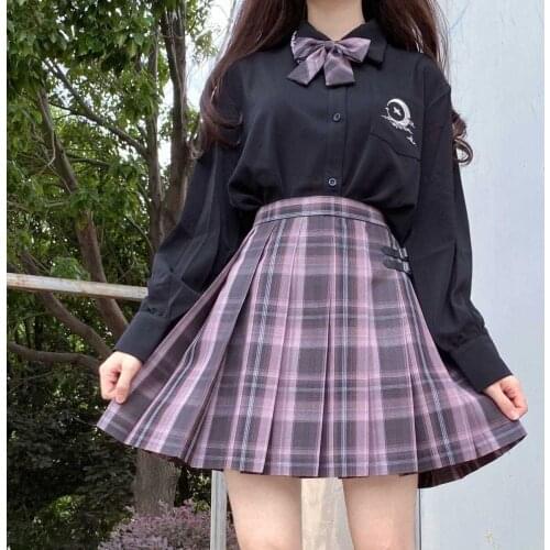 School Girl Uniform Pleated Skirts Japanese School Uniform High Waist A-line Plaid Skirt Sexy JK Uniforms For Woman Full Set XXL
