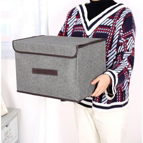 Organizer Multiple Models Large Capacity Cotton Linen Folding Storage Box With Lid Clothing/Toy Storage Household Organization