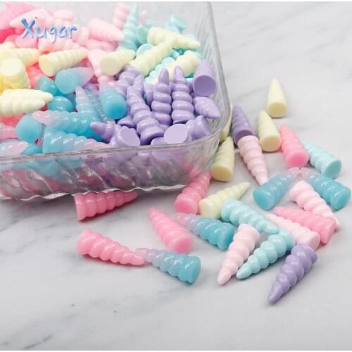 Xuagr Planar Resin Cute Unicorn Horn kawaii Resin Cabochons Accessories Pendant DIY Crafts Material Decoration 6pcs