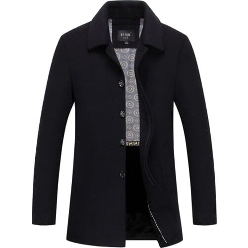 Winter New Mens Woolen Jackets Turn-down Collar Man Wool Overcoat 2020 Casual Men Jacket 3XL 4XL Large Siz