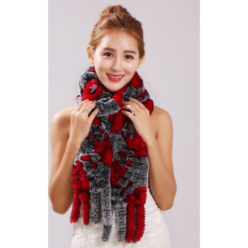 Winter Warm 100% Real Rex Rabbit Fur Woven Scarf Long Soft Warm Fur Muffler Wraps For Girl S35