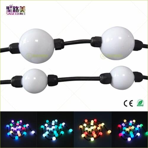 100pcs 35mm/50mm 24V WS2811 string module lights milky ball 360 degree emitting addressable pixel full color christmas lighting