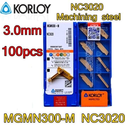 100pcs/set MGMN300-M NC3020 KORLOY CNC carbide insert NC3020 Processing steel CNC tools Free shipping