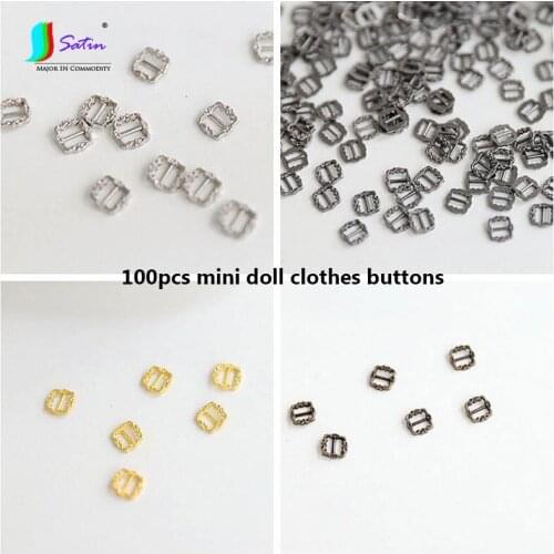 100PCS New 3.5MM Mini Square BJD Doll Clothes Button Small Gold Silver Buckle DIY Accessories Shoes Bags Belt Buttons A0036F