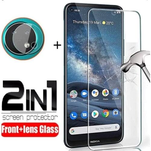 2-in-1 Front Tempered Glass for Nokia 8.3 Soft Camera Lens Protection Film Screen Protector Guard for Nokia 8.3 Glass