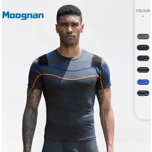 2021 Mens Running Compression Tshirts Quick Dry Soccer Jersey Fitness Tight Sportswear Gym Sport Short Sleeve Shirt Breathable