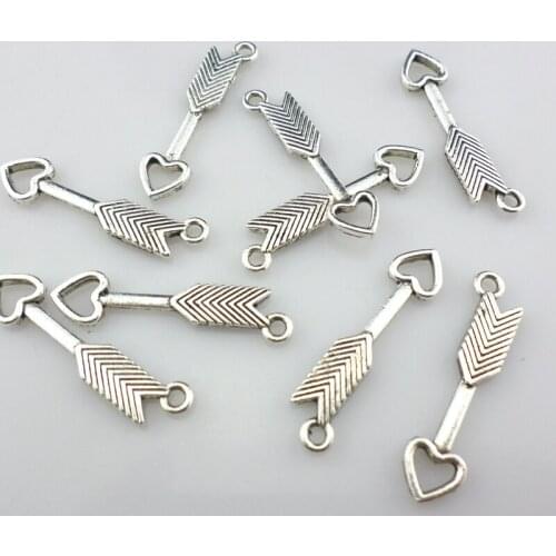 32pcs Crossbow Arrow Connectors Charms Pendants 7x30mm Tibetan Silver DIY Jewelry Findings