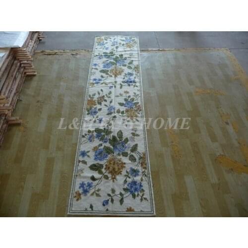 Free shipping 2.5'x10' Runner Handmade Floral English Garden Wool Needlepoint Rug