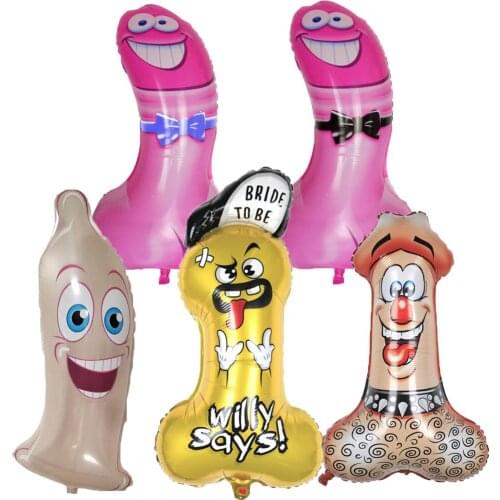 Big Willy Shape Aluminium Foil Balloon Inflatable Penis Boobs Ballons Bachelorette Globos Hen Night Adult Party Supplies