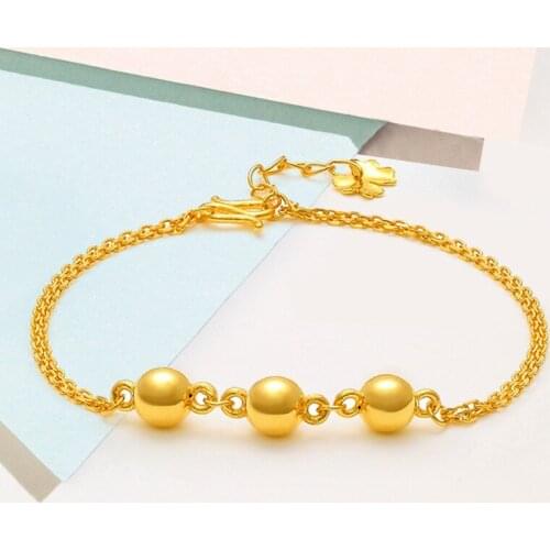 Fashion 18K Gold Bracelet for Men Women Wedding Engagement Jewelry Ethnic Luxury Ball Chain Bracelet Not Fade Fine Jewelry Gifts