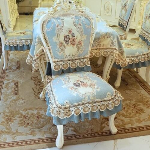 Chair Cover Non Slip Dining Chair Cover Jacquard Fabric Home Decor Lace Cushion Hotel Party Chair Protector Embroidery Seat Pad