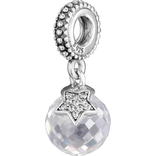 CKK 925 Sterling Silver Jewelry Moon and Star Midnight Blue Crystal Genuine Charms Beads Fits Bracelets For Jewelry Making