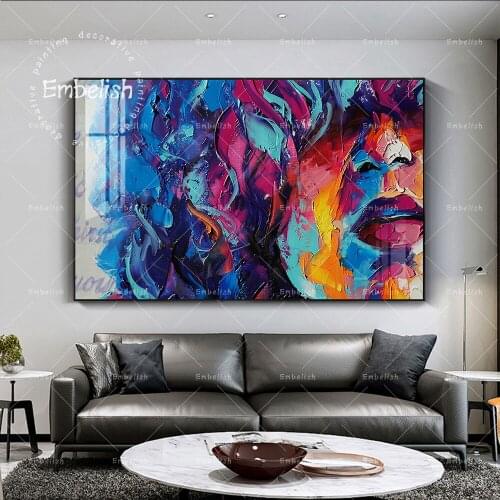 Embelish Color Fanstasy Woman Face Wall Art Pictures For Living Room Modern Home Decor Posters HD Print Canvas Painting Artwork
