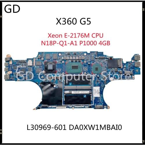 GD For HP ZBook Studio X360 G5 Motherboard Intel CM246 SR3YX Xeon E-2176M CPU N18P-Q1-A1 P1000 4GB DDR4 L30969-601 DA0XW1MBAI0
