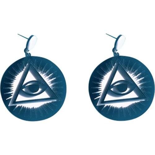 Exaggerated Geometric Hollow Out Acrylic Earrings for Women Religious God Eyes Simple Round Dangle Earrings Fashion Jewelry 2021