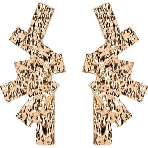 Exaggerated Gold Geometric Statement Stud Earrings for Girls Big Crease Brand Designer Best Birthday Gift ET265