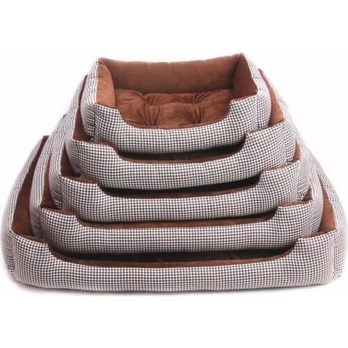 Plaid Cotton Cat Dog Couch Washable Chihuahua Labradors Sleep Bed Sofa with Detachable Mat Dropshipping Wholesale Pet Products