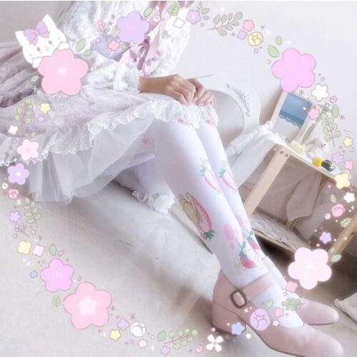 Lolita tights strawberry meow star people Soft of lovely printed the original cos tights