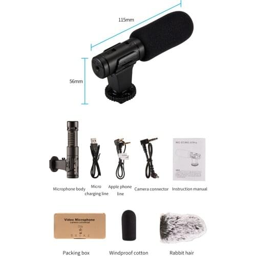 MAMEN MIC-07 Pro Video Record Microphone for DSLR Camera Smartphone Osmo Pocket Vlogging Mic for iPhone Android DSLR Gimbal