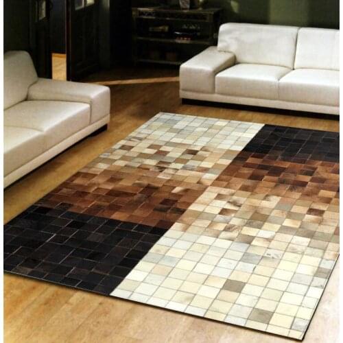 Fashionable art carpet 100% natural genuine cowhide leather rubber matting