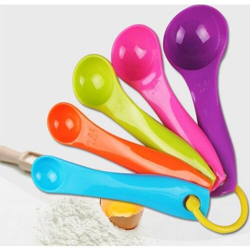 5x Plastic MEASURING SPOONS Set Kitchen Utensil Cooking Baking Tool Precision