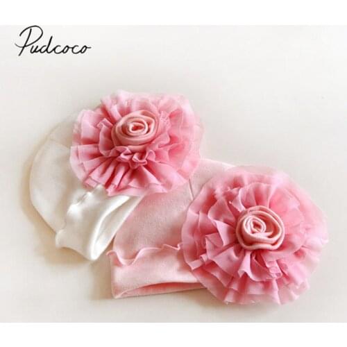 2018 Brand New Autumn Winter Kids Baby Girl Boy Hats Big Flower Princess Solid Beanie Hats Winter Warm Hospital Caps Gifts 0-1T