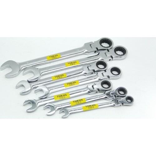 New 8pcs/set Flexible Head Ratchet Spanner 8 10 12 13 14 15 17 19mm Combination wrench set Open end wrench CR-V