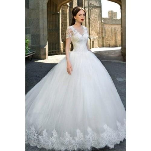 2020 New Spring Lace applique Sexy Brdial Dresses Luxury Lace Ball Gown Wedding Dress