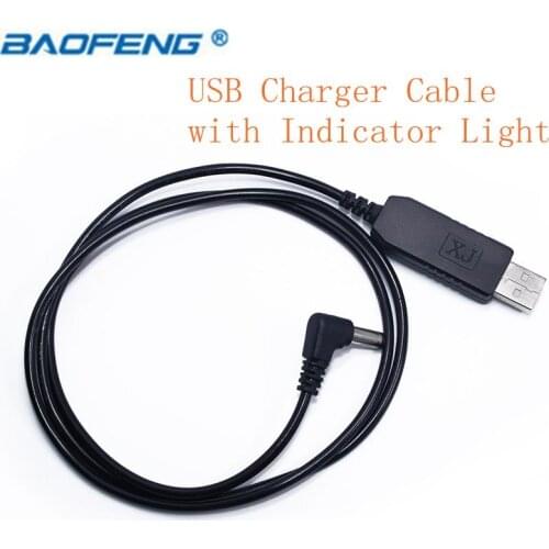 Original Baofeng UV-5R Portable USB Charger Cable indicator With light for UV-82 BF-F8HP GT-3 UV-9R Plus UV5R UV82 Walkie Talkie